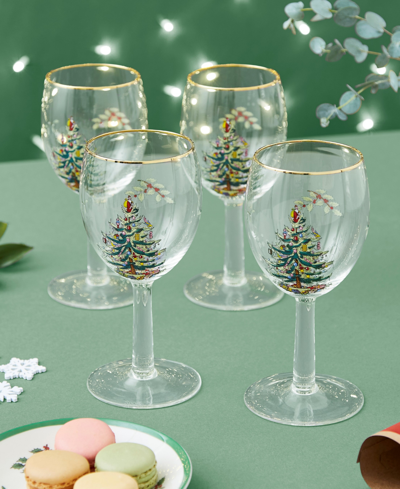 Spode Christmas Tree Wine Glasses, Set Of 8 In Green