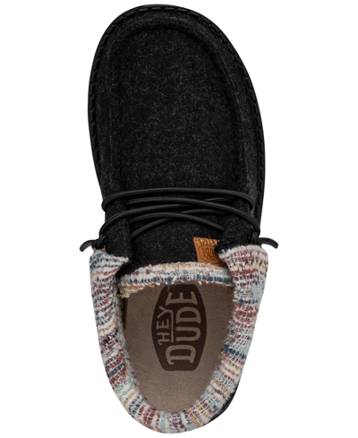 Shop Hey Dude Big Girls Wendy Felted Fold Casual Moccasin Sneakers From Finish Line In Black