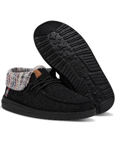 Shop Hey Dude Big Girls Wendy Felted Fold Casual Moccasin Sneakers From Finish Line In Black