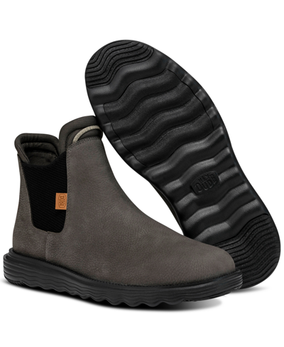 Shop Hey Dude Men's Branson Craft Leather Casual Chelsea Boots From Finish Line In Gray