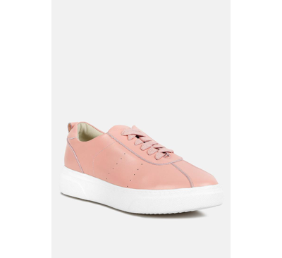 Shop Rag & Co Magull Womens Solid Lace Up Leather Sneakers In Pink