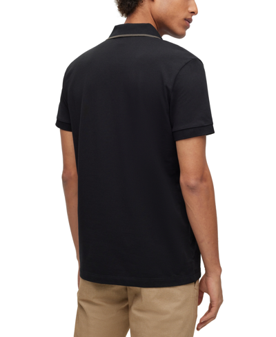 Shop Hugo Boss Boss By  Men's Cotton-pique Embroidered Logo Polo Shirt In Black