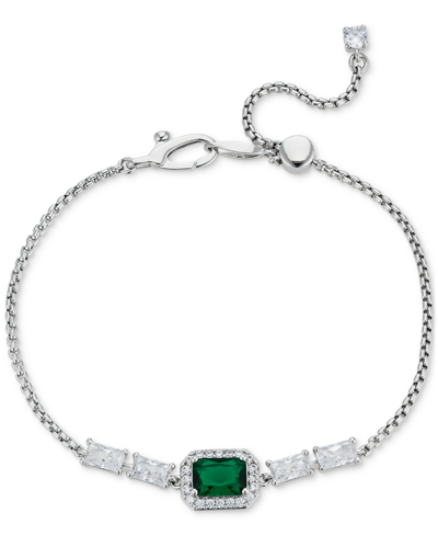 Shop Eliot Danori Crystal Adjustable Slider Bracelet In Green,silver