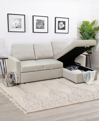 Abbyson Living Newton 82" Polyester Storage Sectional Sofa Bed In Sand