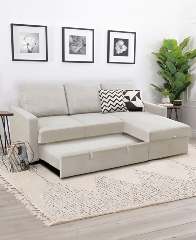 Abbyson Living Newton 82" Polyester Storage Sectional Sofa Bed In Sand