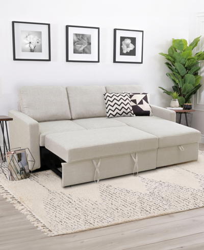 Abbyson Living Newton 82" Polyester Storage Sectional Sofa Bed In Sand