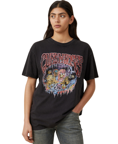 Shop Cotton On Women's The Oversized Guns N Roses T-shirt In Guns N Roses Use Your Illusion,black