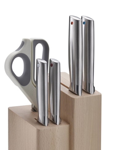 Joseph Joseph Elevate Fusion 5-piece Knife, Cleaver And Scissor Set With Beechwood Block In Beige
