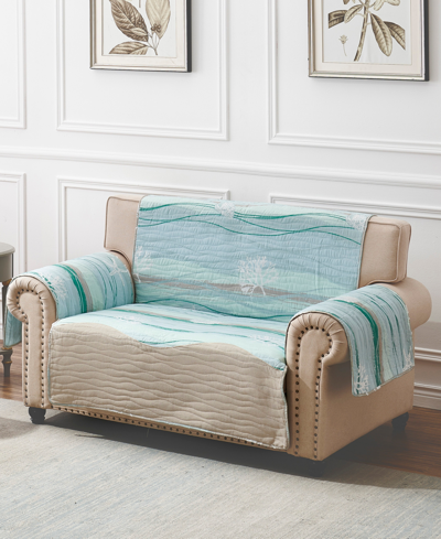 Greenland Home Fashions Maui Coastal Loveseat Protector, 103" X 76" In Surf