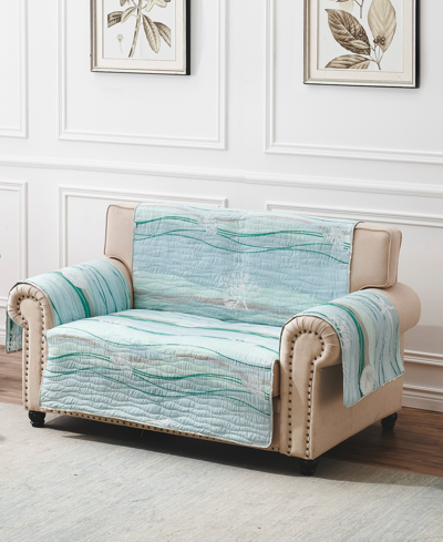 Greenland Home Fashions Maui Coastal Loveseat Protector, 103" X 76" In Surf