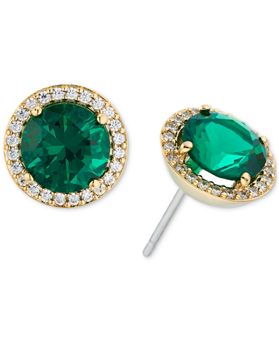 Shop Eliot Danori Crystal Halo Stud Earrings In Green