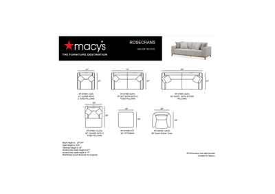 Macy's Rosecrans 41" Fabric Chair, Created For  In Wheat