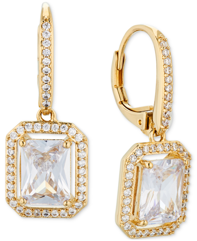 Shop Eliot Danori Glass Stone Halo Leverback Earrings In Gold