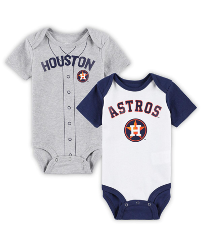 Shop Outerstuff Newborn And Infant Boys And Girls White, Heather Gray Houston Astros Little Slugger Two-pack Bodysui In White,heather Gray