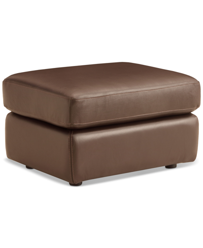 Shop Macy's Jennard 30" Leather Ottoman, Created For  In Brown