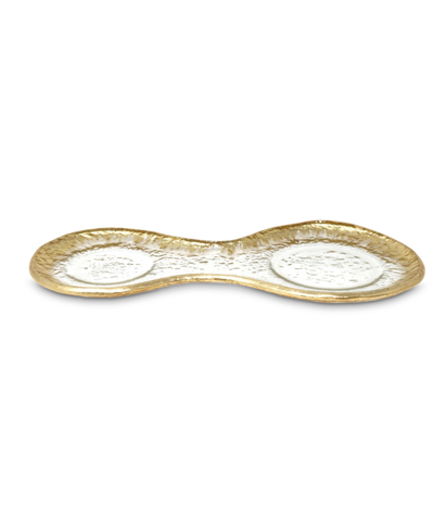 Shop Classic Touch 2 Bowl Relish Dish On Tray With Gold-tone Design, 3 Piece Set