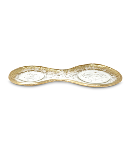 Classic Touch 2 Bowl Relish Dish On Tray With Gold-tone Design, 3 Piece Set In Gold