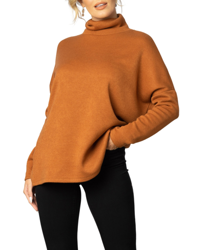 Shop Kiyonna Women's Paris Turtleneck Tunic Sweater In Camel