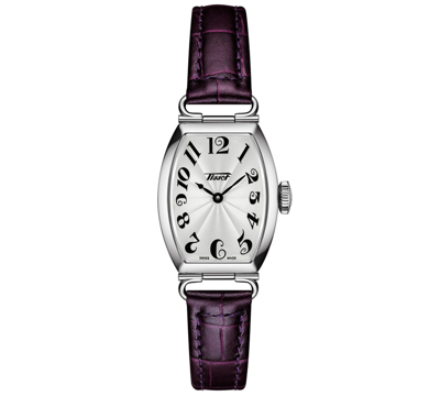 Tissot Women's Swiss Heritage Porto Purple Leather Strap Watch 22x30mm In Silver