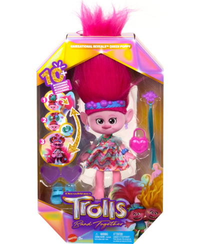 Shop Trolls Dreamworks Band Together Hairsational Reveals Queen Poppy Doll 10+ Accessories In Multi-color