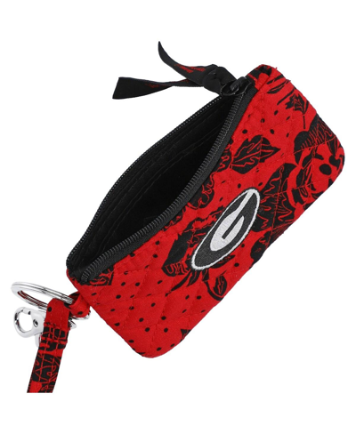 Shop Vera Bradley Women's  Georgia Bulldogs Rain Garden Zip Id Lanyard In Red