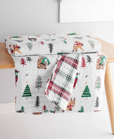 Levtex Meowy Christmas Quilted Throw, 50" X 60" In Multi