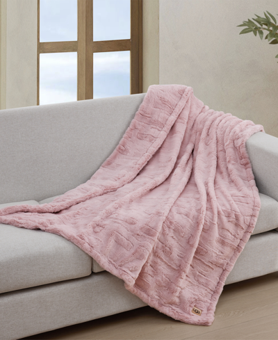 Shop Ugg Valor Textured Faux Fur Throw, 50" X 70" In Lotus Blossom