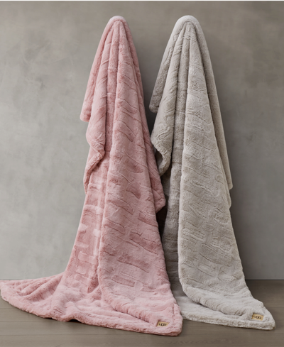 Ugg Valor Textured Faux Fur Throw, 50" X 70" In Lotus Blossom