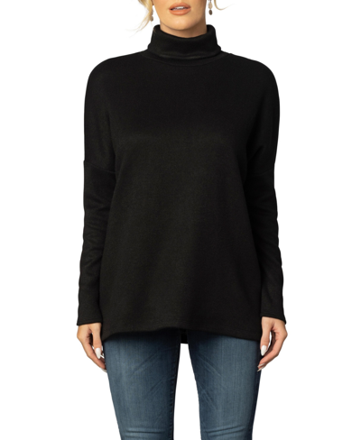 Shop Kiyonna Women's Paris Turtleneck Tunic Sweater In Black Noir