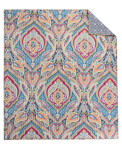 Shop Levtex Magnolia Paisley Tapestry Reversible Quilted Throw, 50" X 60" In Navy
