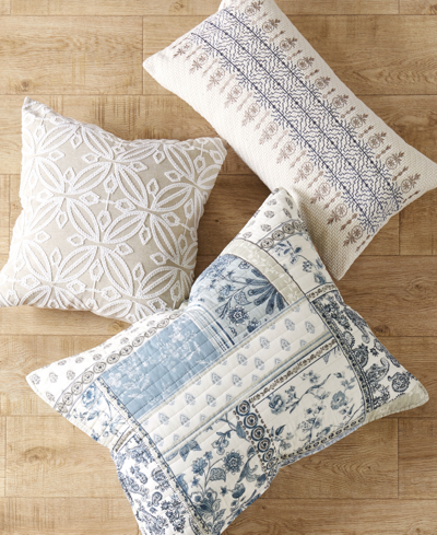 Levtex Aliza Folk Art Embroidered Decorative Pillow, 12" X 24" In Natural
