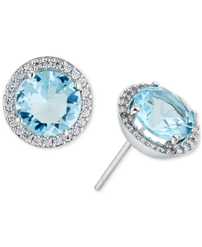 Shop Eliot Danori Crystal Halo Stud Earrings In Blue