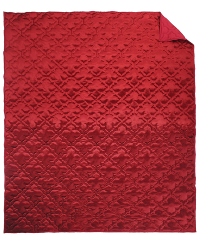 Levtex Caserta Velvet Reversible Quilted Throw, 50" X 60" In Red
