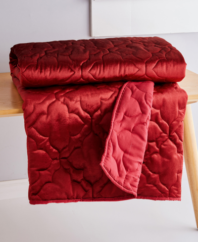 Levtex Caserta Velvet Reversible Quilted Throw, 50" X 60" In Red