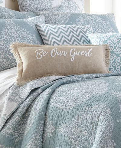 Levtex Pembroke Be Our Guestembroidered Decorative Pillow, 12" X 24" In Natural