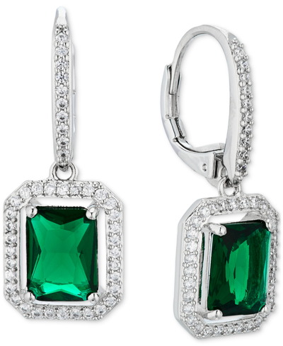 Shop Eliot Danori Glass Stone Halo Leverback Earrings In Green