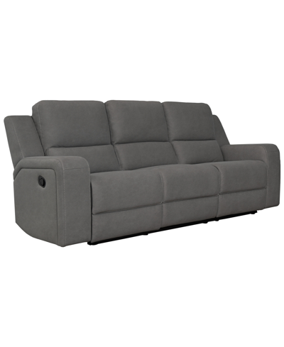 Shop Abbyson Living Maggie 90" Fabric With Console Manual Reclining Sofa In Charcoal Gray
