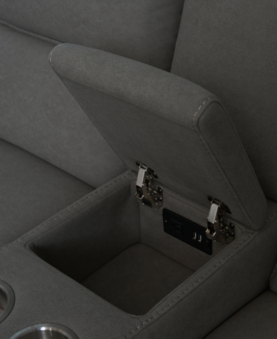 Abbyson Living Maggie 90" Fabric With Console Manual Reclining Sofa In Charcoal Gray