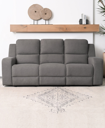 Shop Abbyson Living Maggie 90" Fabric With Console Manual Reclining Sofa In Charcoal Gray