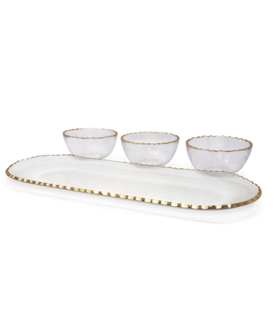 Shop Classic Touch 3 Bowl Serving Dish Gold-tone Rim, 4 Piece Set