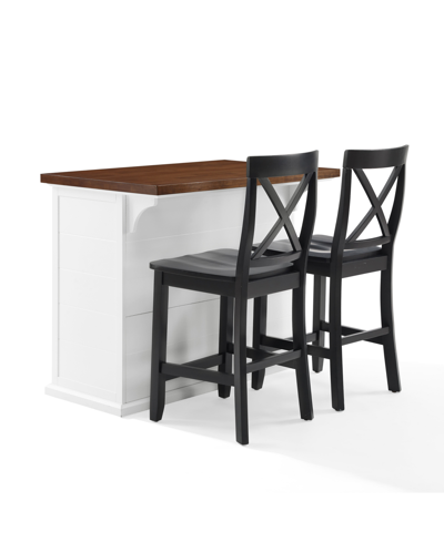 Crosley Furniture Bartlett 42" Wood Top Kitchen Island W/x-back Stools In White