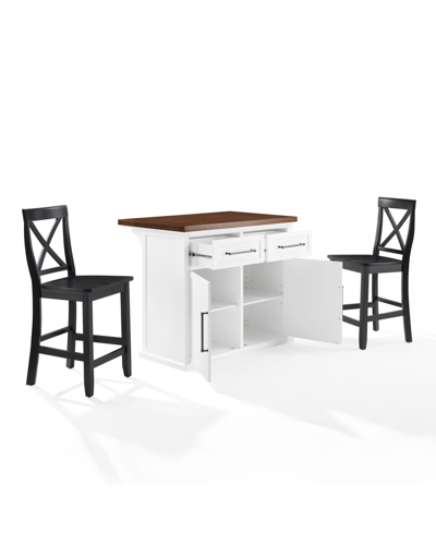 Crosley Furniture Bartlett 42" Wood Top Kitchen Island W/x-back Stools In White