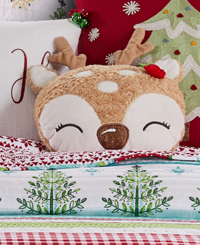 Levtex Comet & Cupid Reindeer Shaped Decorative Pillow, 14" X 18" In Beige