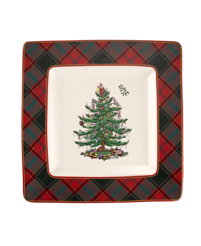 Spode Christmas Tree Tartan 9 Piece Hot Chocolate Set In Green