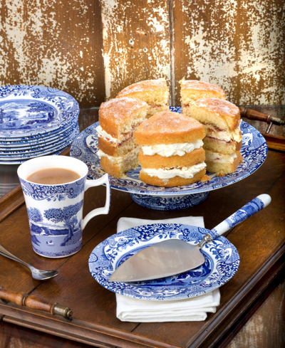 Spode Blue Italian Cake Plate & Serving Utensil Set In Blue