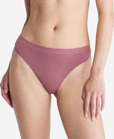 Shop Calvin Klein Women's Bonded Flex Mid-rise Thong Underwear Qd3958 In Crushed Berry