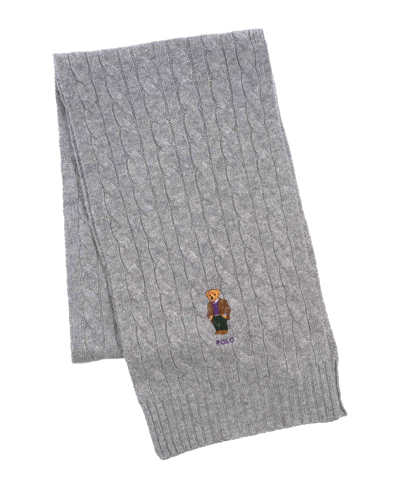 Shop Polo Ralph Lauren Men's Classic Cable Bear Scarf In Andover Heather