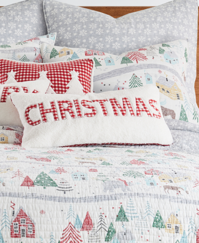 Levtex Joulset Christmas Applique Decorative Pillow, 12" X 24" In Red