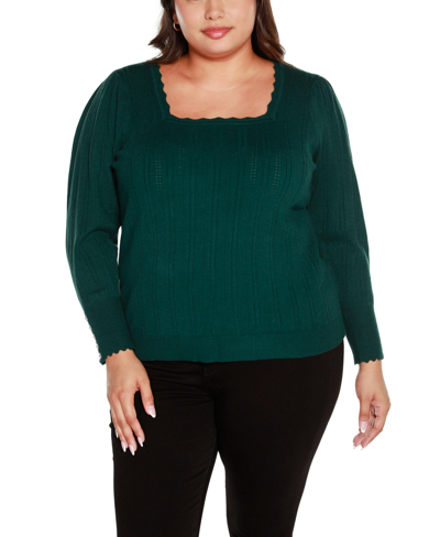 Shop Belldini Plus Size Square Neck Sweater In Deep Emerald