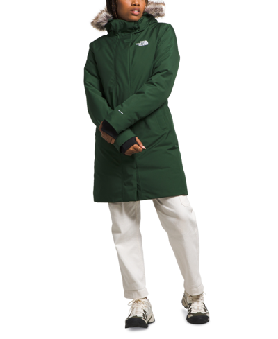 Shop The North Face Women's Arctic Hooded Faux-fur-trim Parka In Pine Needle